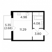 1-комнатная квартира 26,83 м²