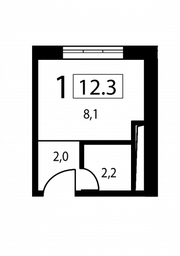 Студия, 12.3 м²