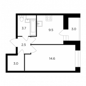 1-комнатная квартира 34,8 м²