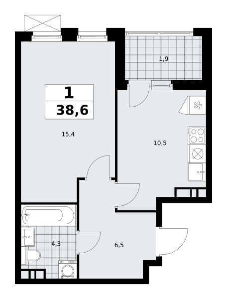 1 комната до 38.6