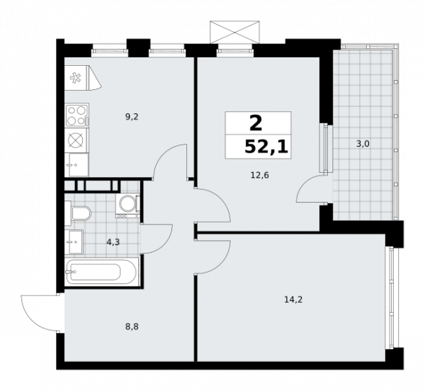 2 комнаты до 52.1