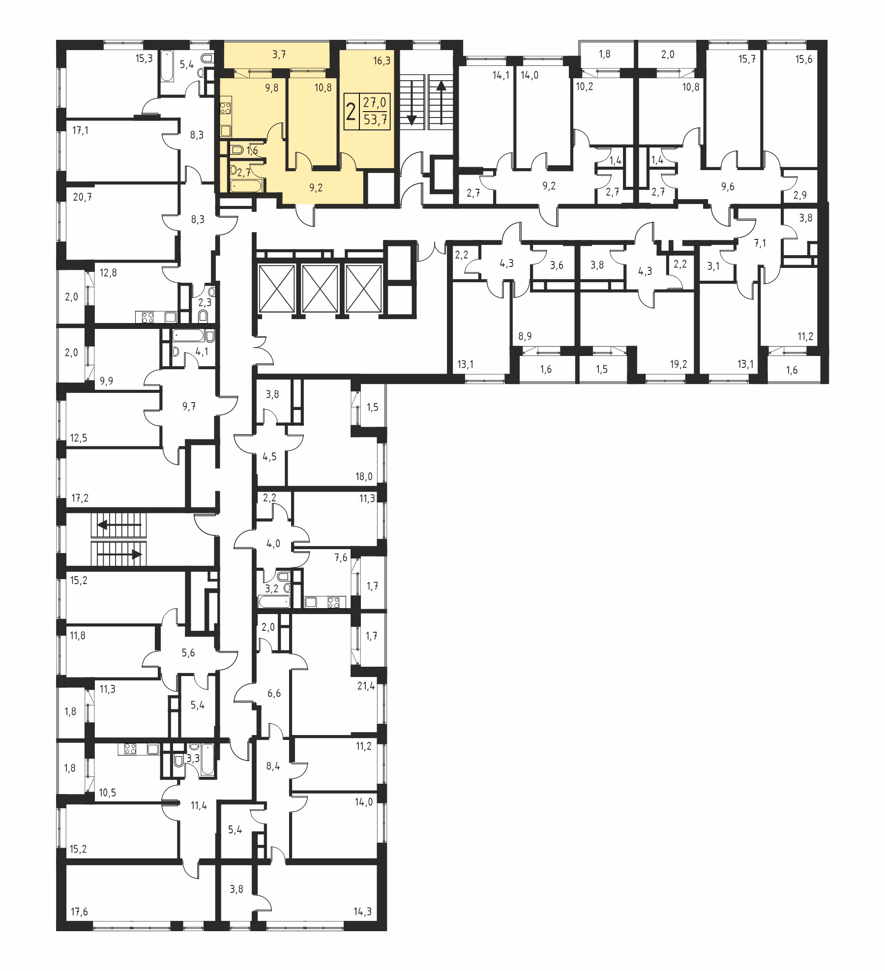 2-комнатная квартира №266, 54,1 м² за 8,24 млн руб. в ЖК «Карамельный»  - планировка