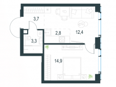 2-комнатная квартира 37,1 м²