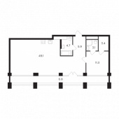 1-комнатная квартира 84,25 м²