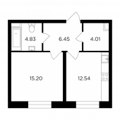 1-комнатная квартира 43,03 м²