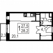 1-комнатная квартира 28,2 м²