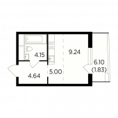 1-комнатная квартира 24,86 м²