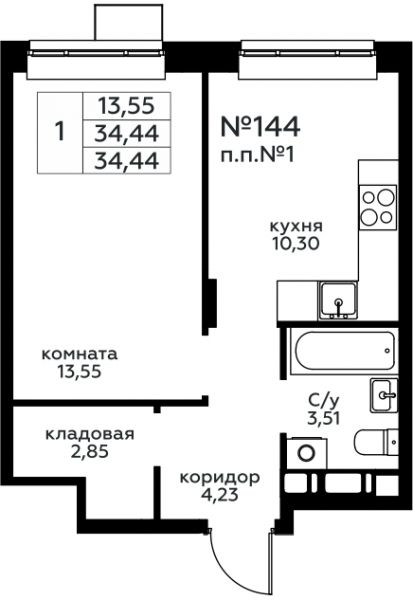 1 комната до 34.44
