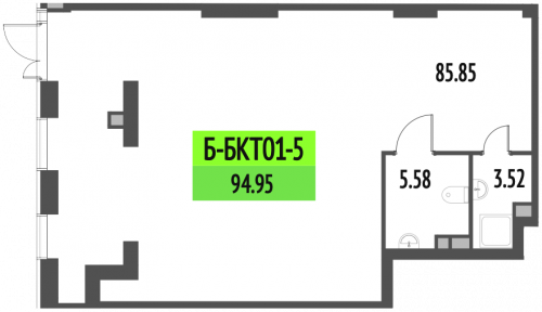 Студия, 94.95 м²