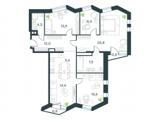 4-комнатная квартира 108,3 м²