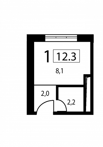 Студия, 12.3 м²