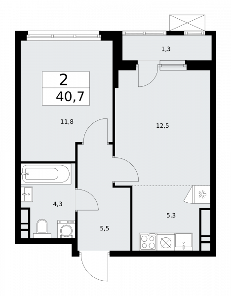 2 комнаты до 40.7
