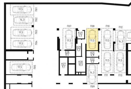 Машиноместа, 17.5 м²