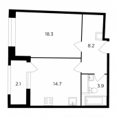 1-комнатная квартира 47,2 м²