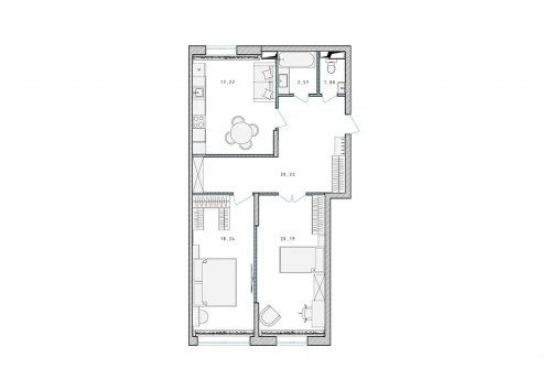 2-комнатная, квартира, 81.3 м²