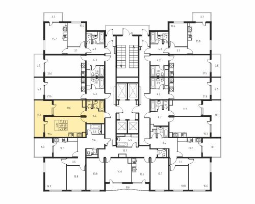 1-комнатная, квартира, 40.6 м²