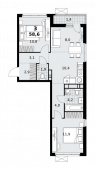 3-комнатная квартира 58,6 м²