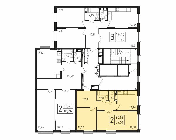 2 комнаты до 57.5