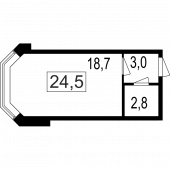 1-комнатная квартира 24.5 м²