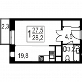 1-комнатная квартира 28,2 м²