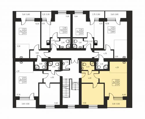 2-комнатная, квартира, 39.8 м²
