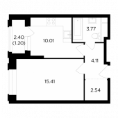 1-комнатная квартира 37,04 м²
