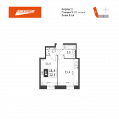 1-комнатная квартира 32,1 м²