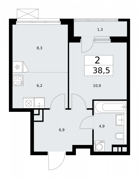 2 комнаты до 38.5