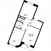 3-комнатная квартира 69,2 м²