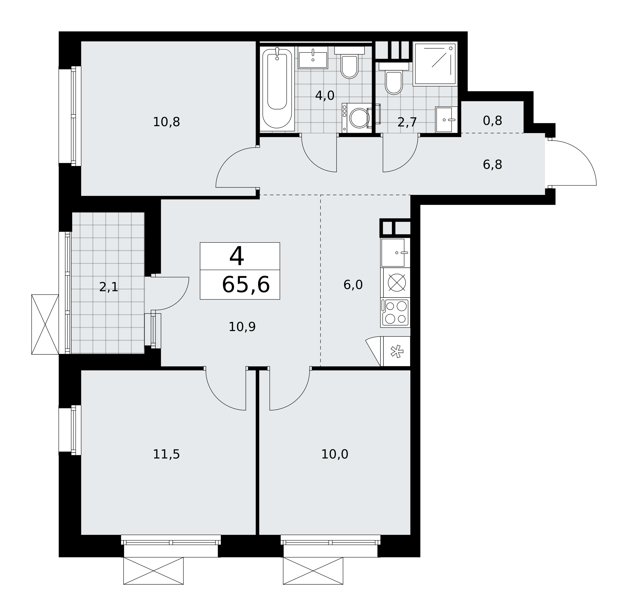 4-комнатная квартира №24К-25.2-161, 65,6 м² за 18,80 млн руб. в ЖК «Скандинавия» - планировка