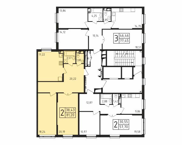 2 комнаты до 81.2