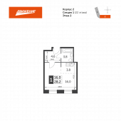 1-комнатная квартира 28,2 м²