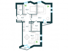 3-комнатная квартира 80,5 м²