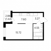 1-комнатная квартира 32,58 м²