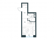 1-комнатная квартира 23,2 м²