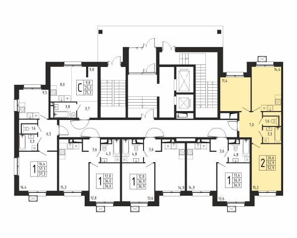 2 комнаты до 52.9