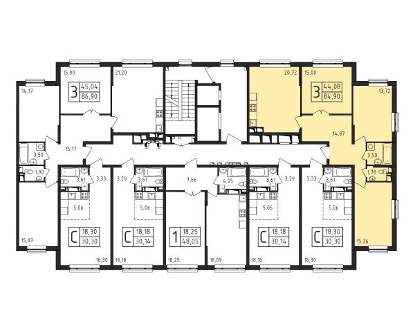 3 комнаты до 84.9