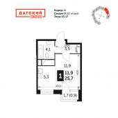 1-комнатная квартира 25,7 м²