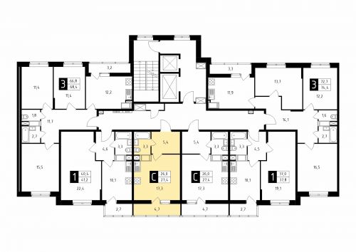 Студия, 27.4 м²