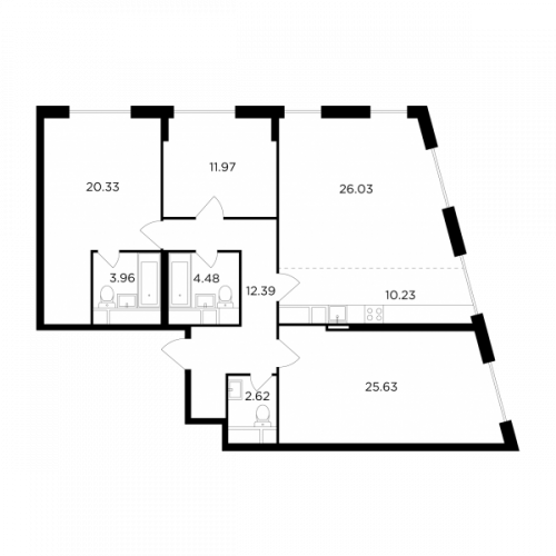 Многокомнатная, 117.64 м²