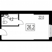 1-комнатная квартира 26,2 м²