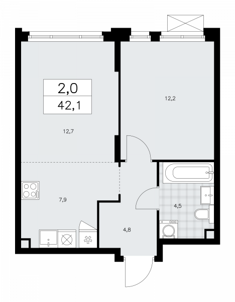 2 комнаты до 42.1
