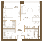 1-комнатная квартира 53,4 м²