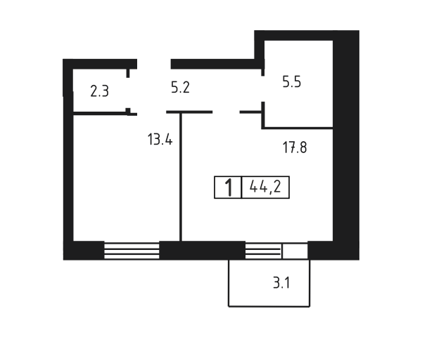 1 комната до 44.2