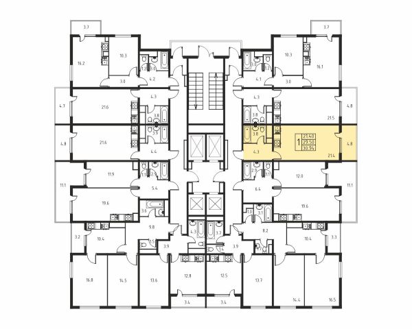 1-комнатная, квартира, 29.5 м²