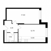 2-комнатная квартира 43,82 м²