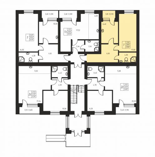 1-комнатная, квартира, 38.9 м²