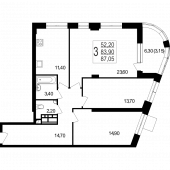 3-комнатная квартира 85.17 м²