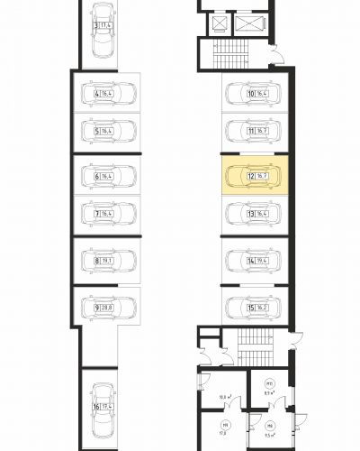 Машиноместа, 16.7 м²