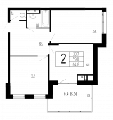 2-комнатная квартира 64,8 м²